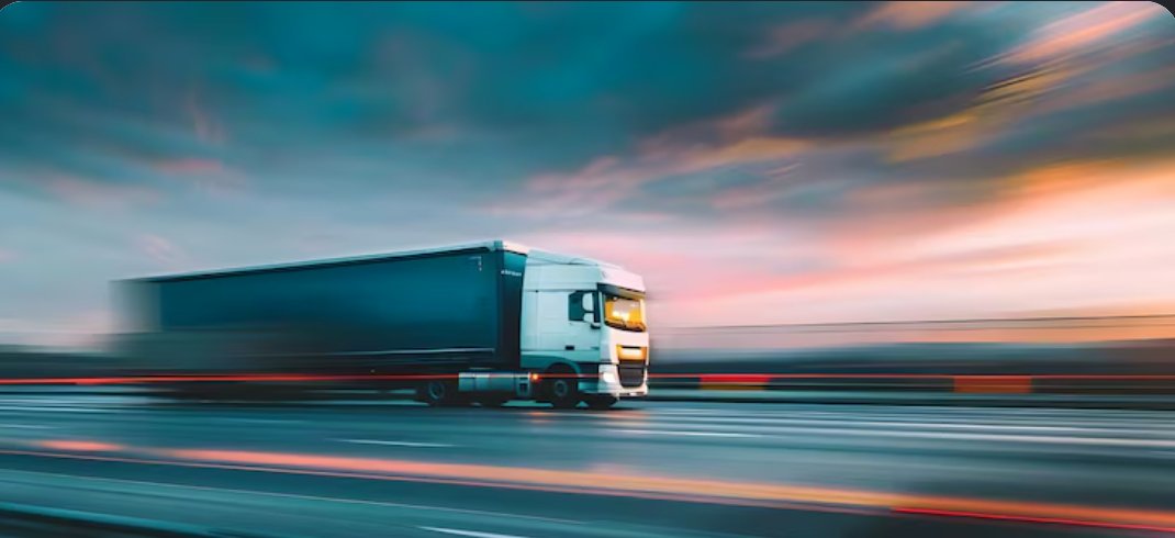 Truck moving at speed on the highway